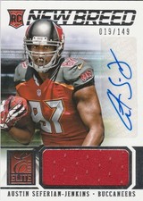 2014 ELITE FOOTBALL AUSTIN SEFERIAN-JENKINS TE BUCS ROOKIE WORN AUTO PATCH /149