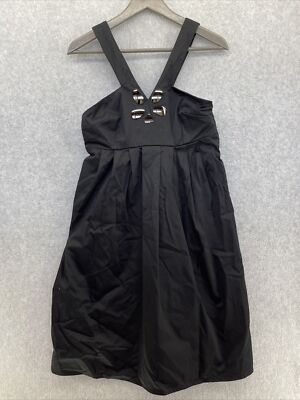 Divided H&M Women's Solid Black Cutout Dress Balloon Pleat Size 8