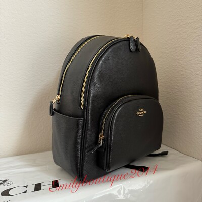 NWT Coach 5666 Court Backpack in Pebble Leather Black Medium 