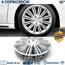 4 Copricerchi per Fiat 500 e 15'' Pollici Coppette Silver 12 Razze MADE EU