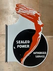 Vintage Sealed Power Service Gas & Oil Flange Porcelain Enamel Sign 31x21.5".