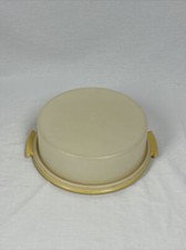 Vintage Tupperware 719-2 and 720-1 Pie Carrier 10" Harvest Gold