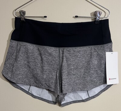 NWT Lululemon Size 8 Speed Up HR Short 2.5  *Lined MBHL/BLK Gray Black