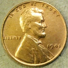 1941 American Cent Circulated Red-Brown Lincoln Wheat Philadelphia Mint Penny