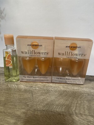 Bath & Body Works Pink Grapefruit Wallflower Refills White Barn Candle Lot Gel