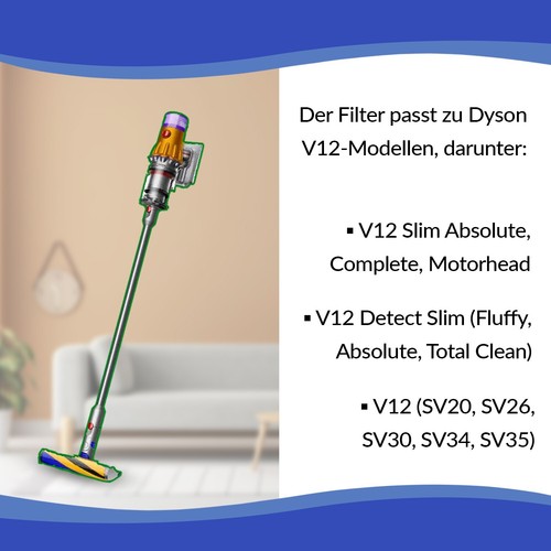2x Waschbarer HEPA Filter Ersatz für Dyson V12 Detect Slim Absolute Total Clean - Bild 7 von 11
