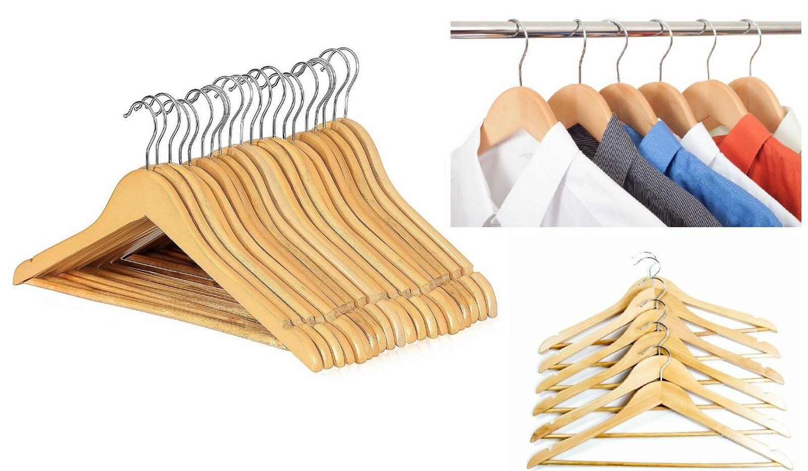 10 x Wooden Coat Hangers Wood Coat Hanger Clothes Garment Suit Shirt Trouser
