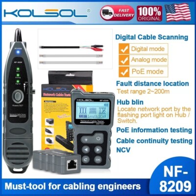 NF-8209 Network Cable Tester,PoE Tester Ethernet Wire Tracer With NCV& Lamp CAT5