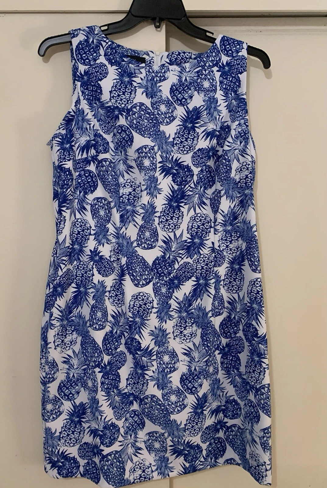 Abito Alyx donna 18 blu senza maniche stampa ananas scollo barca elasticizzato zip cambio