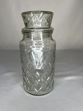 VTG 1983 PLANTERS Mr Peanut Clear Glass Canister Jar Lid Logo Anchor Hocking