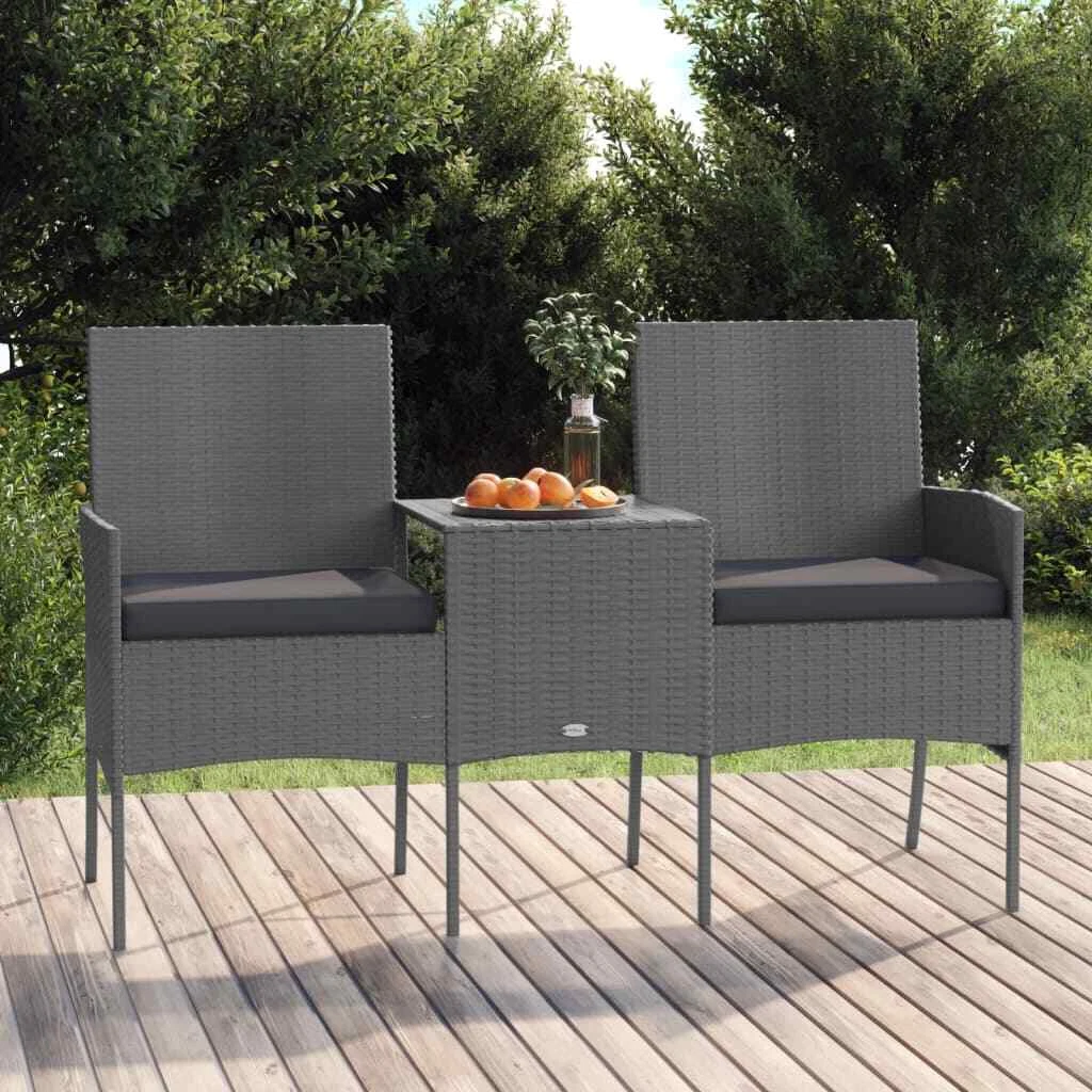 Rattan Garden Sofa with Tea Table Anthracite Bistro Set