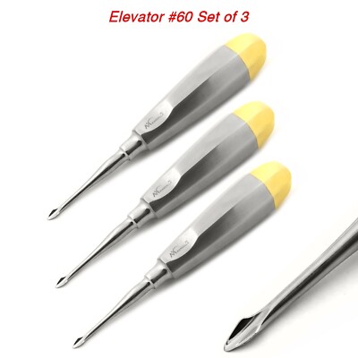 Dental Tooth Surgery Straight Spade Concave Root Tip Elevator #60 Set of 3
