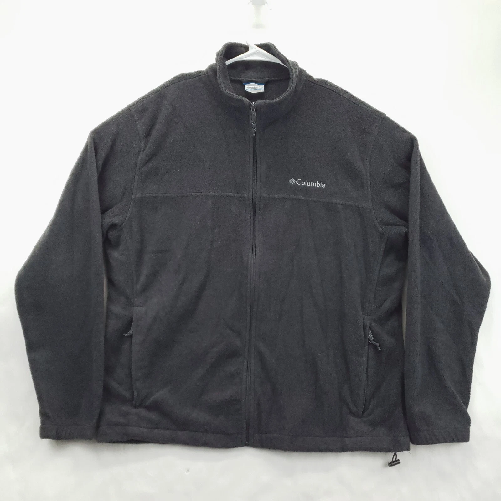 Columbia Fleece Jacket XL Gray Long Sleeve Pockets Mock Neck Full Zip