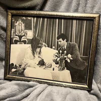 Vintage Framed Maharishi Mahesh Yogi Brian Jones Rolling Stones Photo TM Guru