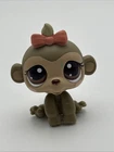 Littlest Pet Shop LPS Monkey Figure Bobblehead Pink 1593 Bow Toy