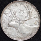 1943 EXTREMELY FINE Canadian Quarter, 800 SILVER, Actual Silver Weight .15 oz