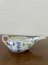 Antique or Vintage Invalid Feeder White with Blue Flower Motif and Gold trim .