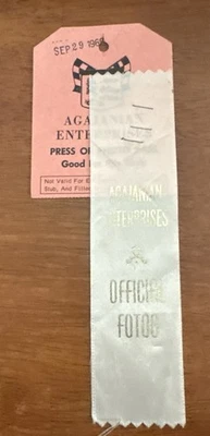 RARE Agajanian Enterprises 1968 Press Pass Photo And Ribbon Indy Car - Image 1 of 4