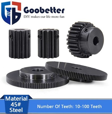 1 Mod 10T-100T Precision Spur Pinion Gear With Step 45# Steel Motor Gear x 1Pcs