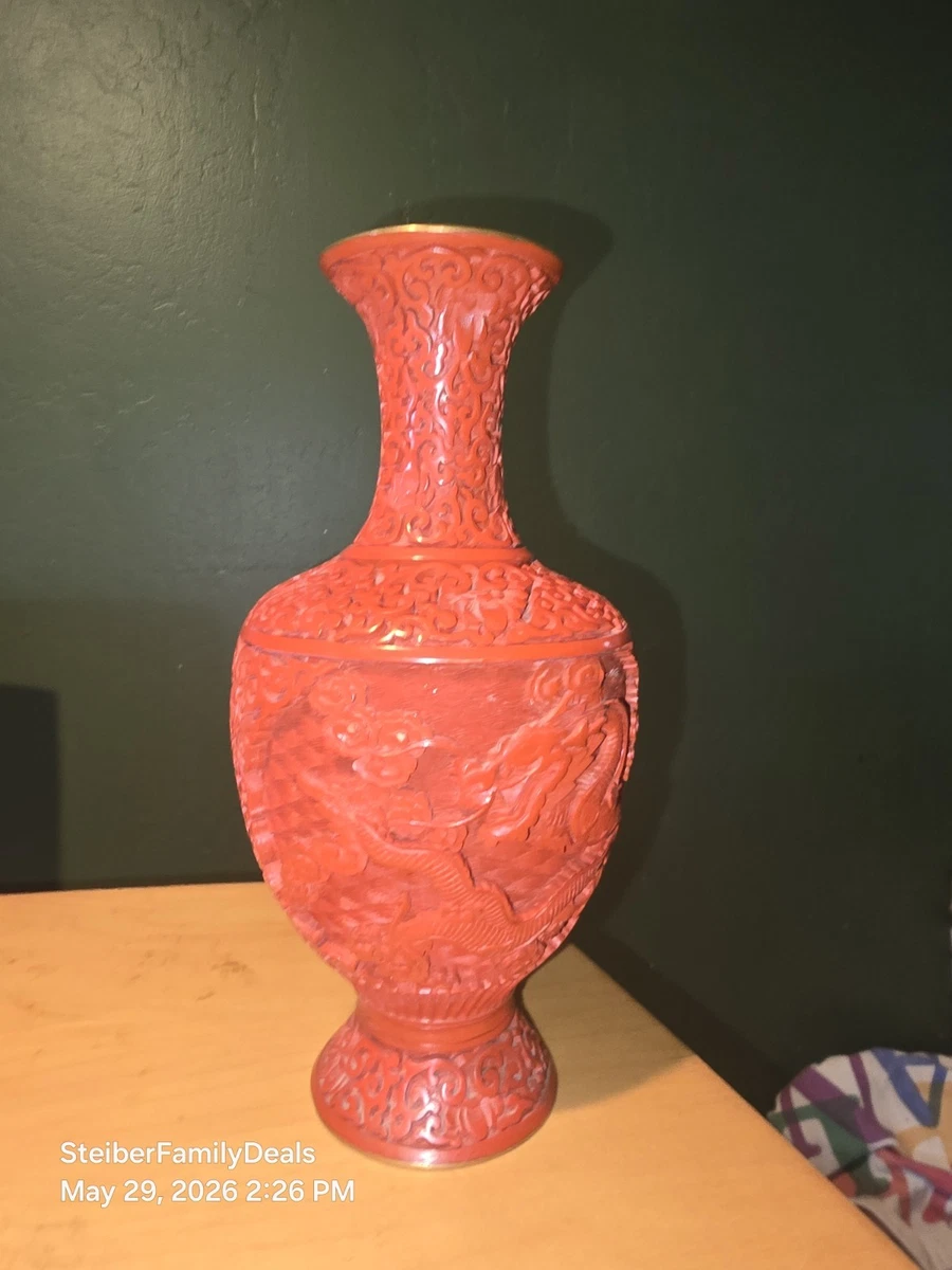 红色黄铜主中国古董花瓶| eBay