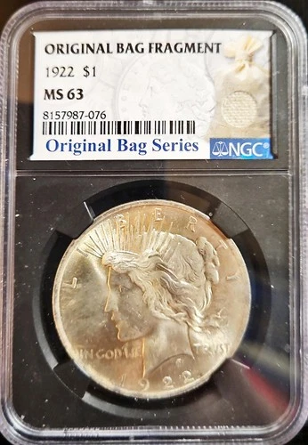 1922 Peace Silver Dollar - NGC MS63 Original Bag Fragment Series