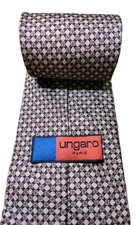 Ungaro Paris Silk Tie Men's Italy 56x3.75" Geometric Diamond Shapes Necktie MCM