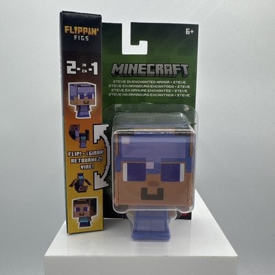 2024 Minecraft Flippin  Figs - STEVE IN ENCHANTED ARMOR + STEVE 2-in-1 Figure