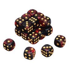 24Pcs 6 Sided Colored Standard Dice Acrylic D6 Mini Game Dice Black/Red Gold