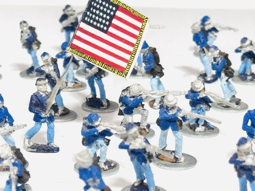 Vintage Civil War Union Soldiers Lot 50+ Metal Toy Figures Marx Barclay Style