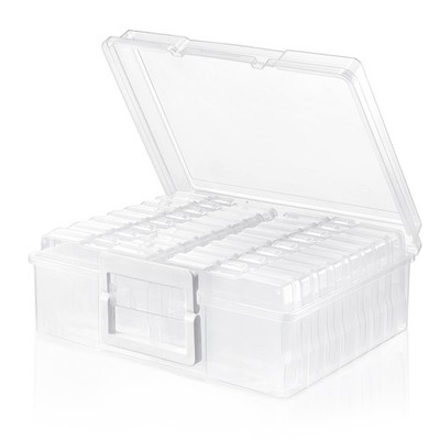  4x6 Photo Organizer Box with 16 Clear Cases   Craft & Picture Storage Solution