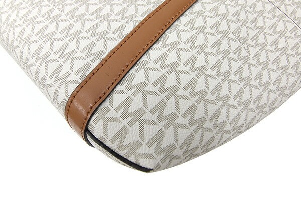 Michael Kors Tote Bag Nomad 30T0GNXT9B Off White Brown PVC Leather Used Shoulder thumbnail 4