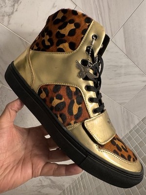 Creative Recreation Cesario men s Hi Top sneakers Gold Leather Animal Print 10 M