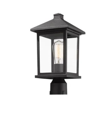 #ad Z Lite 531PHMR BK Portland 1 Light 16 inch Black Outdoor Post Mount Fixture $169.00