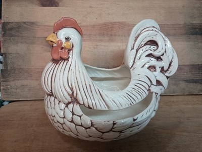 VTG Arnel Pottery Rooster Chicken Ceramic Planter for Succulents/Chickens & Hens