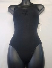 Capezio Princess Tank Leotard Black Pinched Front Wide Straps Scoop Back SZ XL-A