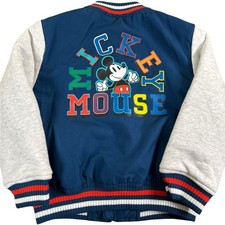 DISNEY STORE NWT Mickey Mouse Varsity Bomber Jacket Blue Boys Sz 4 Chenille NEW