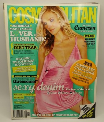 Cosmopolitan Magazine August 2003 Cameron Diaz Cover Vintage Australian Womens