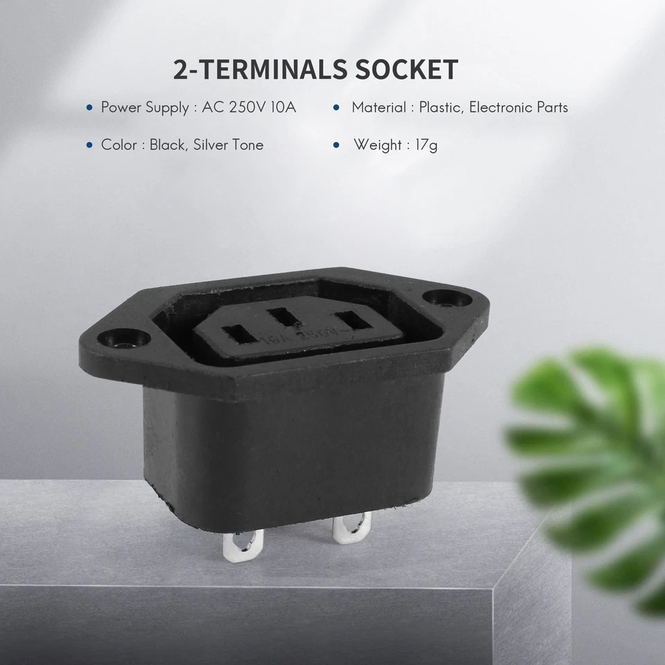 AC 250V 10A IEC 320 C13 Panel Mount Plug Connector Socket Black S7S38353 - Image 3 of 4