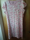 WOMAN'S HANES LARGE SHORT SLEEVE NIGHTGOWN GOWN PINK FLOWERS