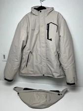 Moerdeng Mens XL water resistant windproof Hooded winter jacket Ivory