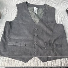 Special Editions Men s Gray Solid Lined Tuxedo Suit Vest Polyester Rayon 16