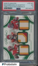2025 Flawless Emerald Patrick Mahomes II Kelce Worthy Triple Patch /5 PSA 5