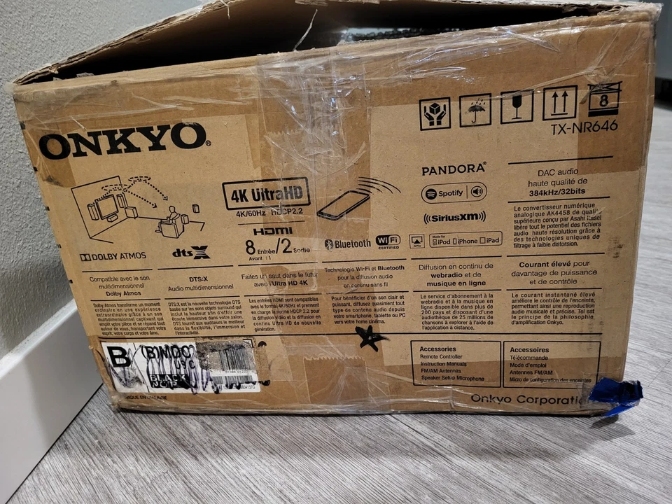 Onkyo TX-NR646 Home Theater Receiver 7.2 Channel HDMI 4K WiFi Bluetooth, Black - Image 3 of 4