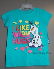 Nuovo Disney Frozen Olaf Pupazzo Di Neve I Like Warm Hugs T-Shirt Blu Taglia 4