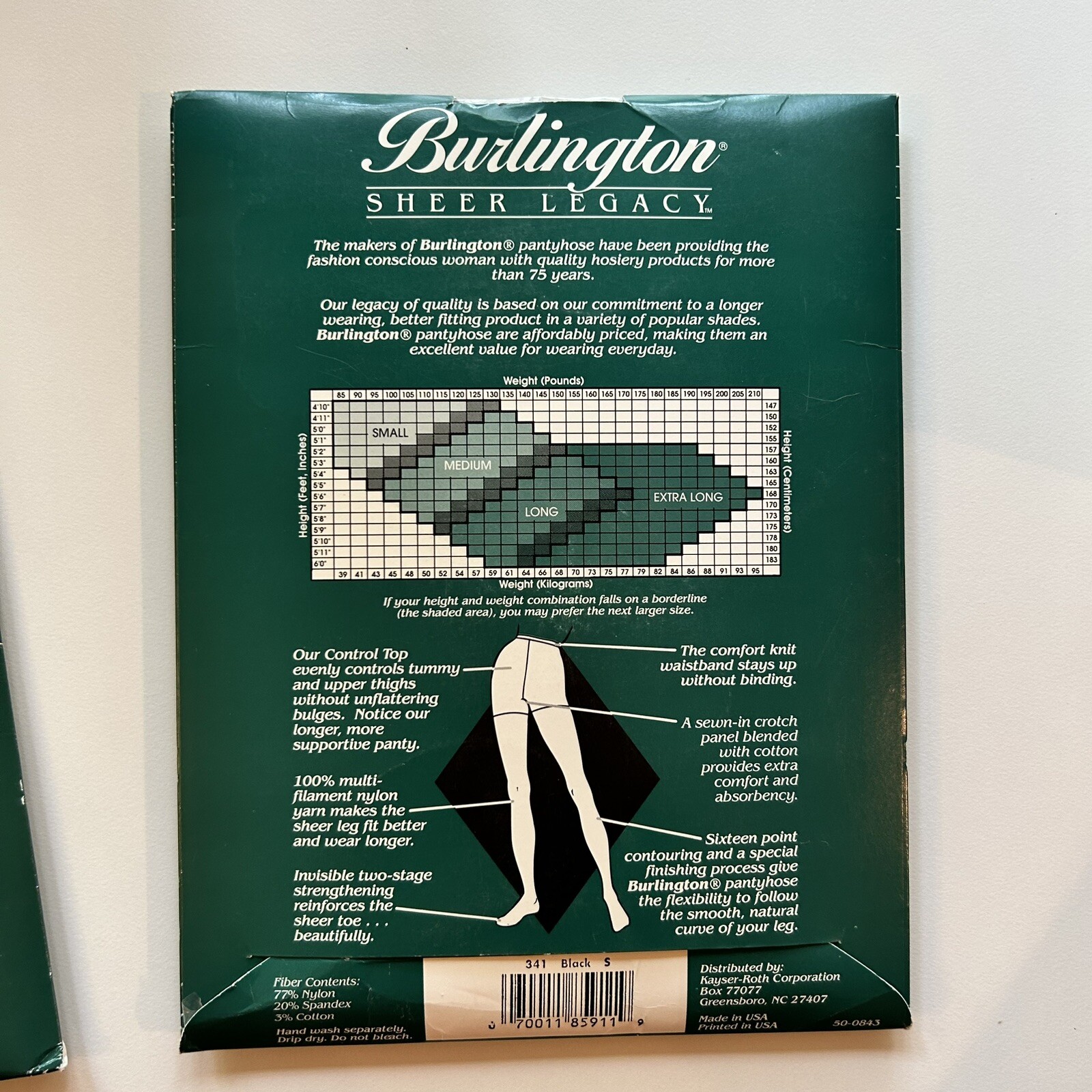 Burlington Pantyhose Sheer Legacy Black Control Sheer 341 NOS Lot 2 USA