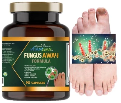 ORGANIC VITAMINS PURE & HEALTH Fungus Clear AWAY Premium Formula 90 Capsules - NEW -Fungus Clear Nails