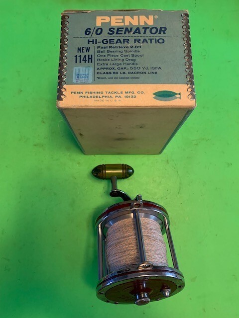 VINTAGE PENN SPECIAL SENATOR 114H 6/0 FISHING REEL + ORIGINAL BLUE