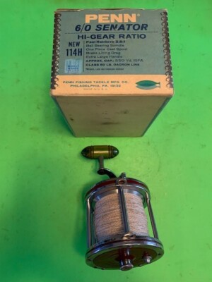 VINTAGE PENN SPECIAL SENATOR 114H 6/0 FISHING REEL + ORIGINAL BLUE