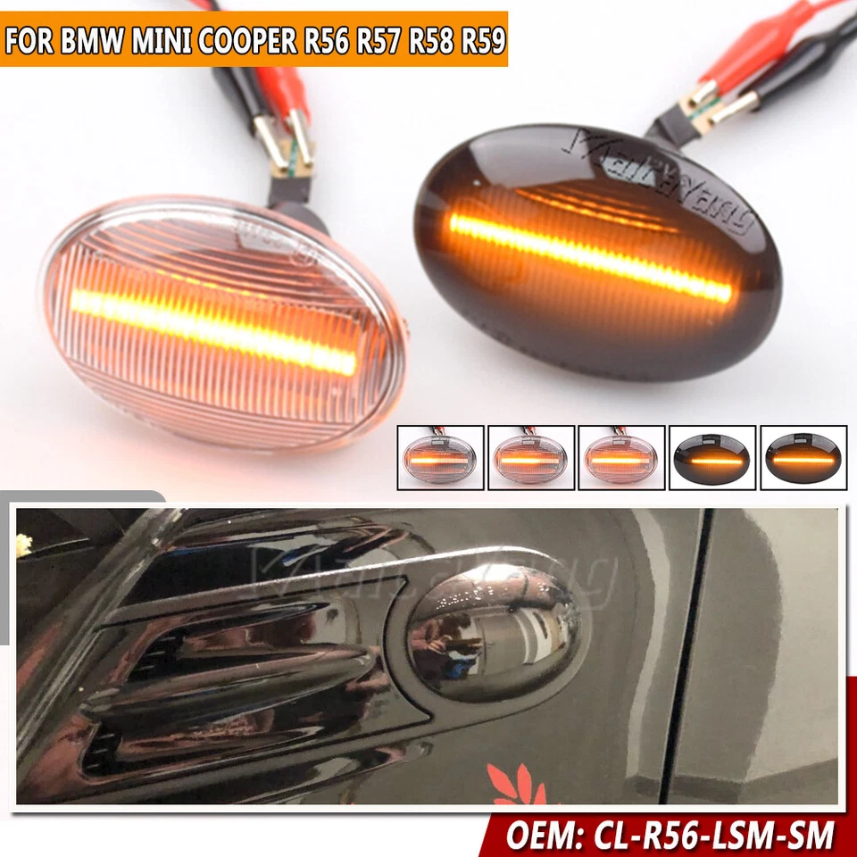 Señal de giro LED de luz de señalización lateral para BMW Mini Cooper R56 2007-2013 R57 R58 R59 Foto 2 de 4