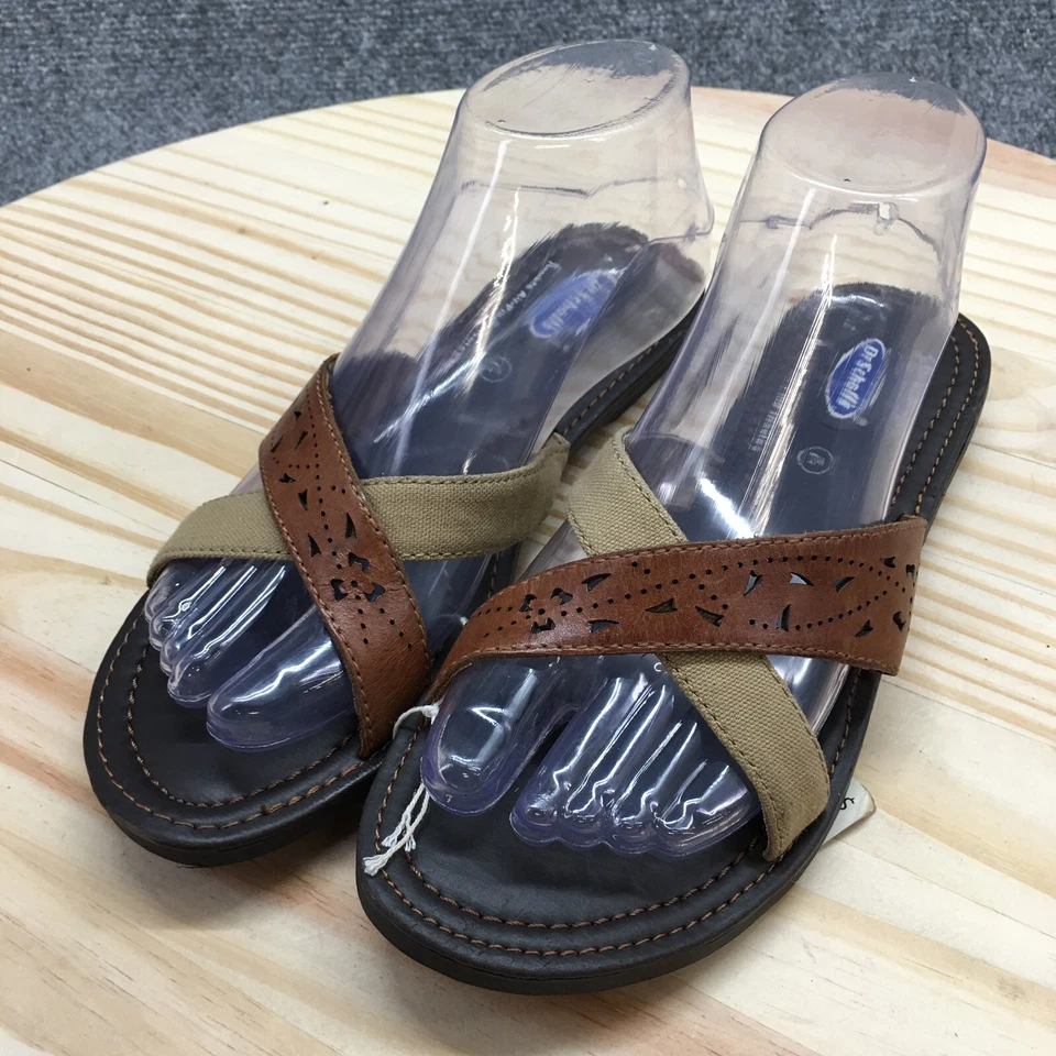 Sandalias Dr Scholls para mujer 7,5 Wyoming sin cordones cuero marrón informales NUEVAS Foto 3 de 4